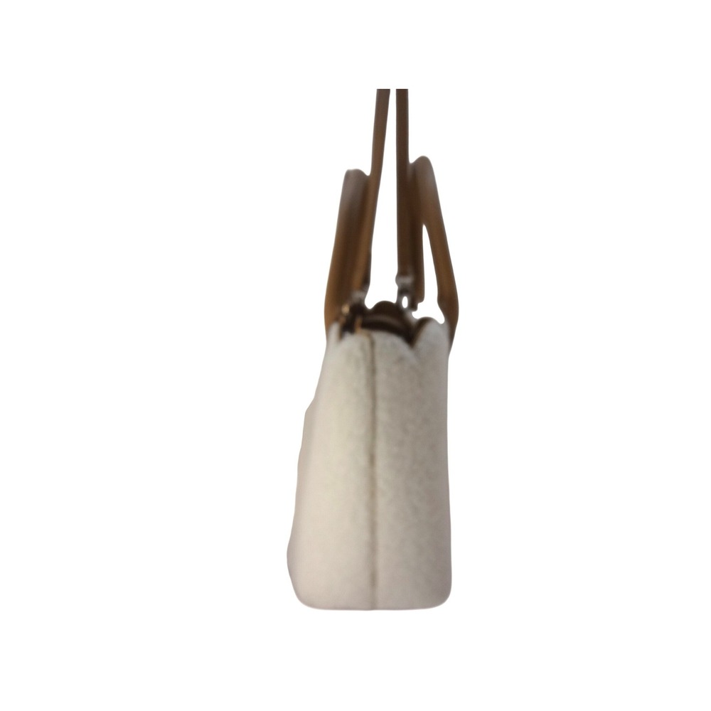 Aura Estelle Scalloped Sherpa Tote Bag Women Cream Excllent Faux Shearling - Picture 3 of 6